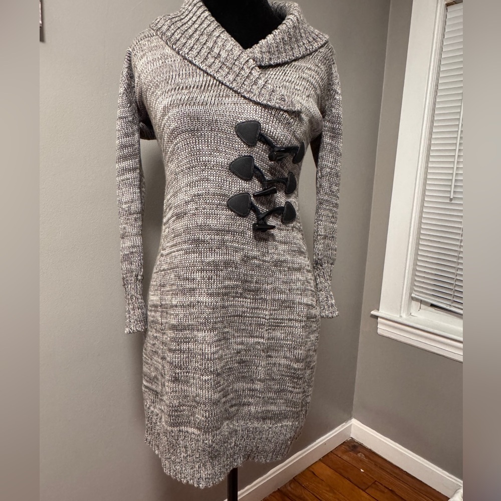 Jessica Simpson Heathered Knit Sweater Dress with Buttons
